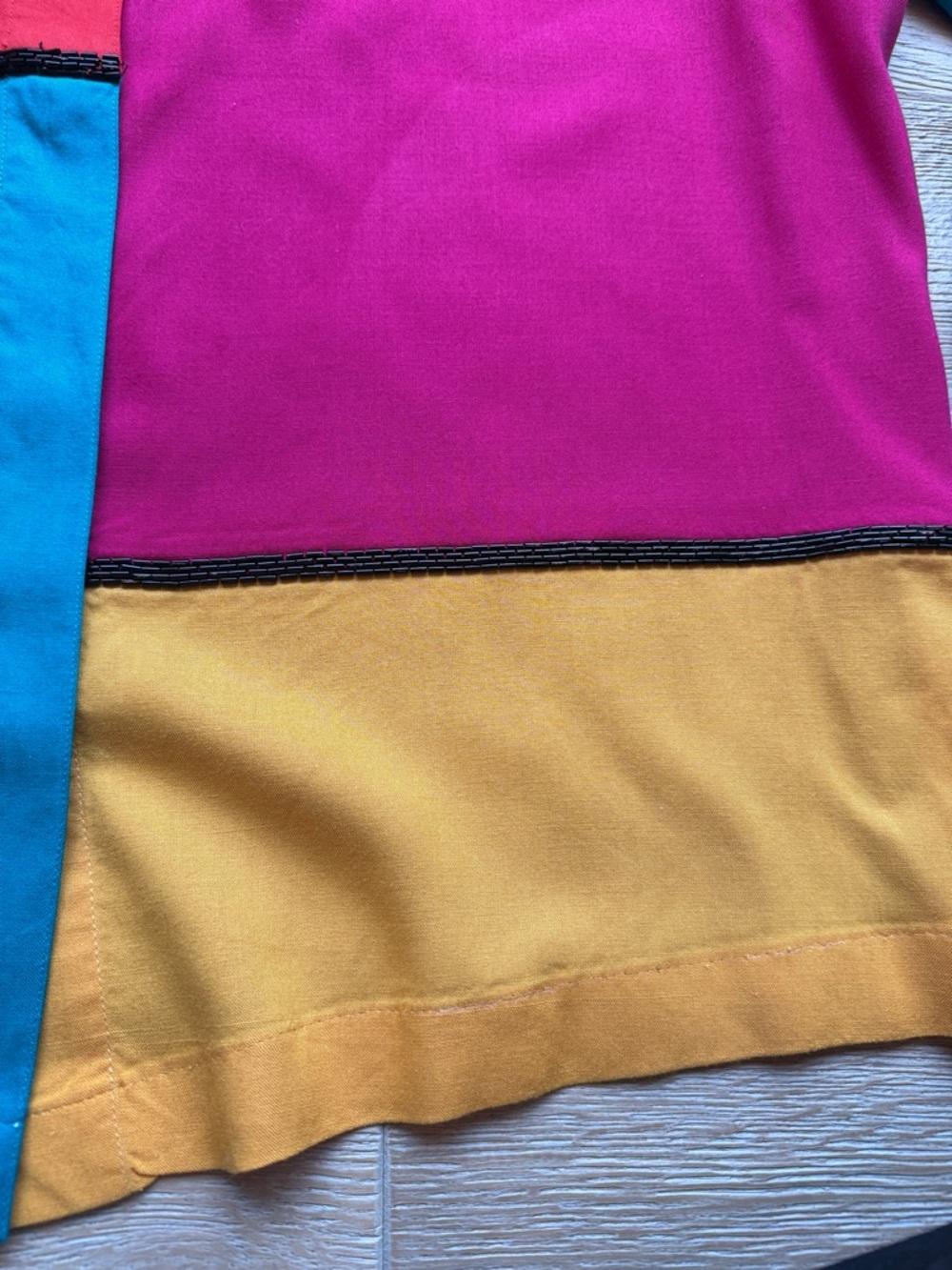 Venezia Colorblock Button-Down Shirt in Purple, Pink, Teal, Red, Yellow - Picture 4 of 6